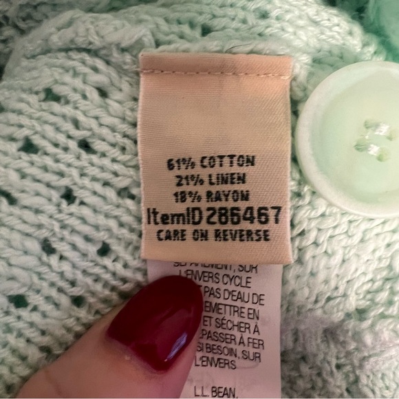 L.L. Bean Knit Mint Green Women's Cardigan Hooded Boho Granola Gorpcore Cotton M - Picture 3 of 4